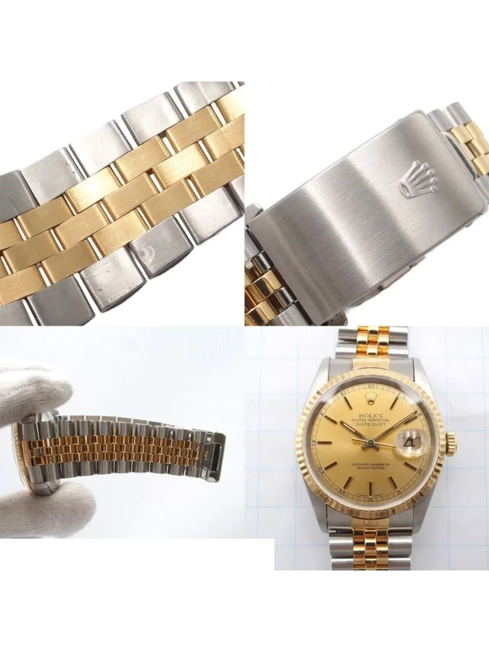 Rolex Datejust Jubilee Bracelet Champagne 18K Yellow Gold SS Watch Automatic